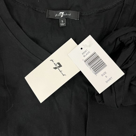 7 for all Mankind Women's Ruffled Short Sleeve V-Neck Shirt - Size Small - NWT - Picture 4 of 4